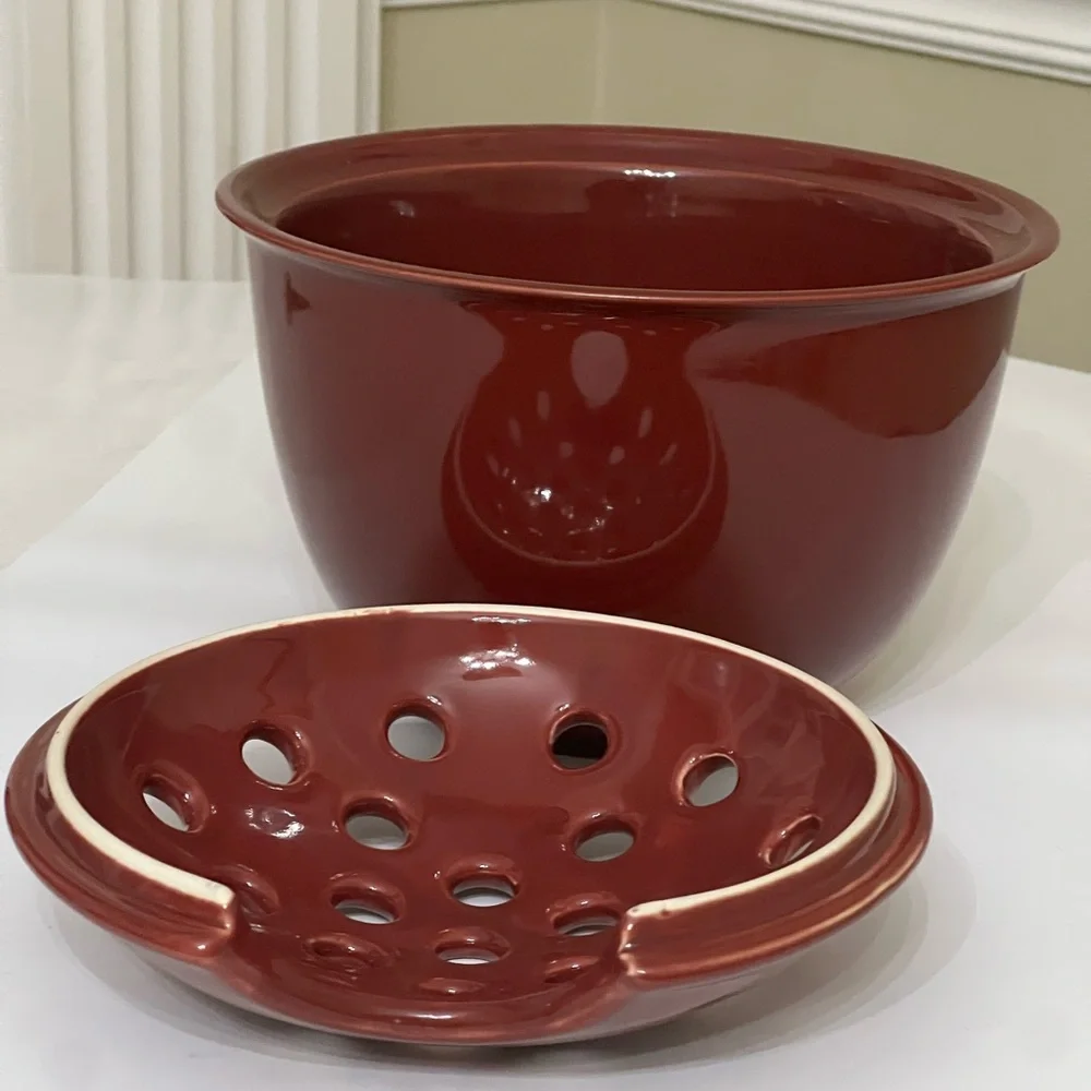 Brown Ceramic Flower Frog Bowl